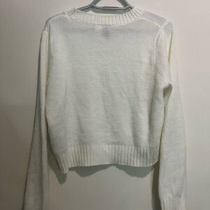 Plain white knit slightly cropped sweater